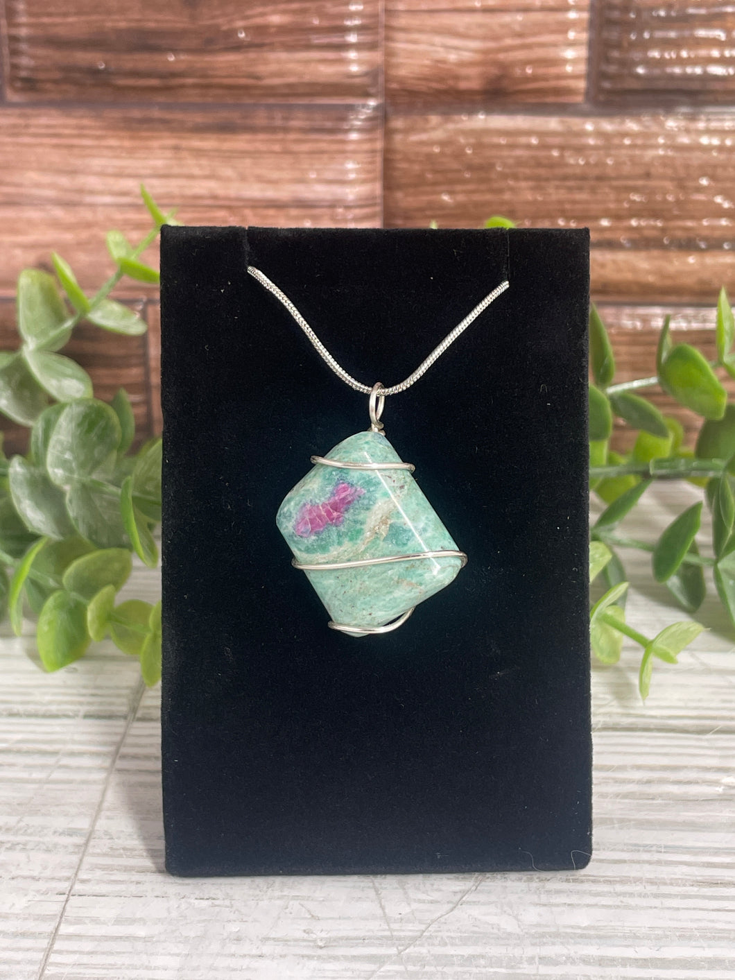 Ruby Fuchsite Wire-Wrapped Pendant