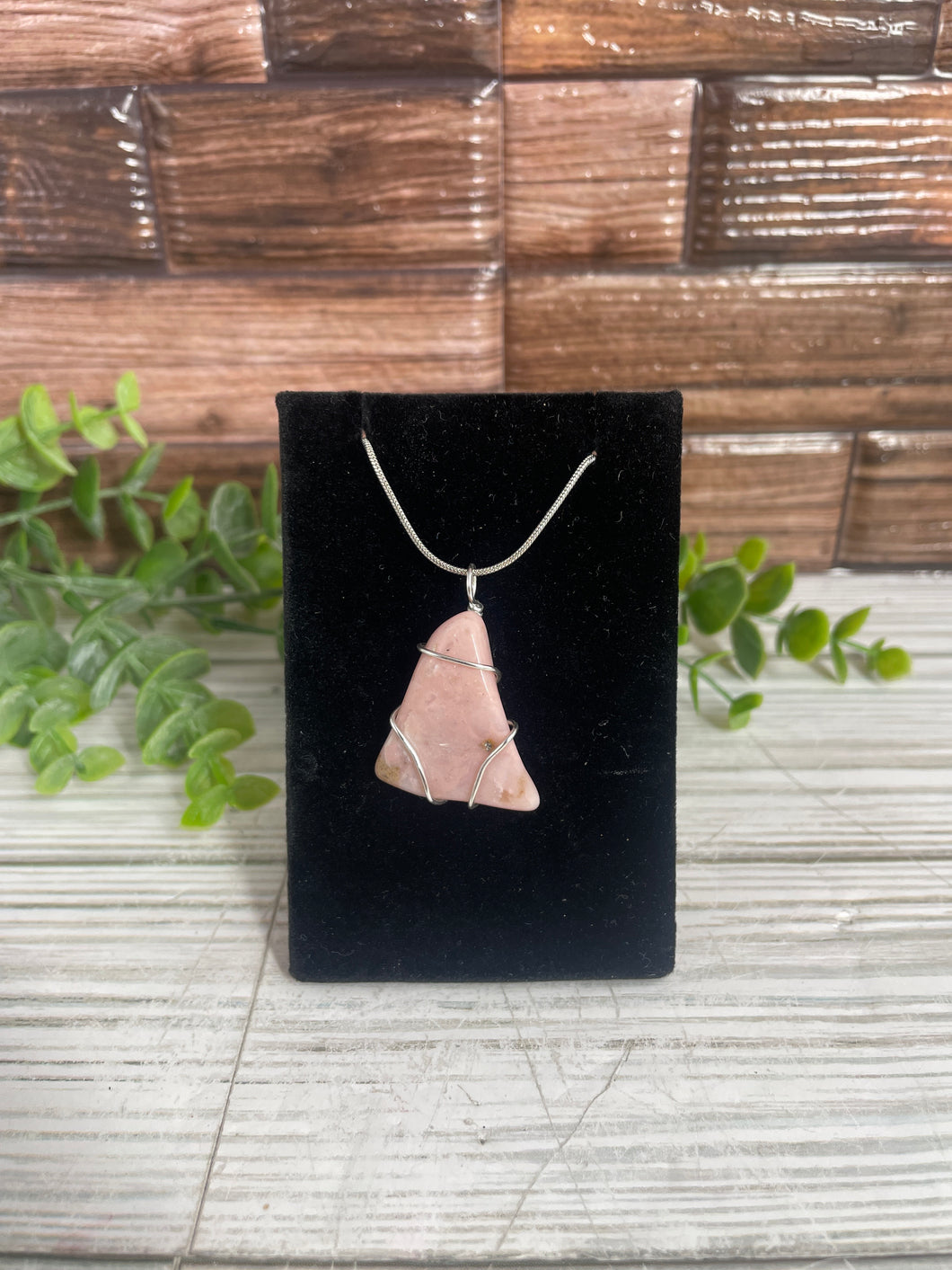 Pink Opal Wire-Wrapped Pendant