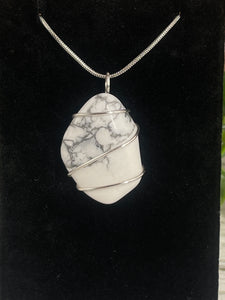 Howlite Wire-Wrapped Pendant