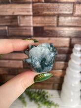 Load image into Gallery viewer, Moss Agate Rose Carving