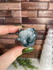 Moss Agate Rose Carving