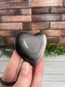 Silver Sheen Obsidian Heart Medium