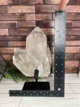 Load image into Gallery viewer, Clear Quartz With Chlorite Cluster/Point On Metal Stand