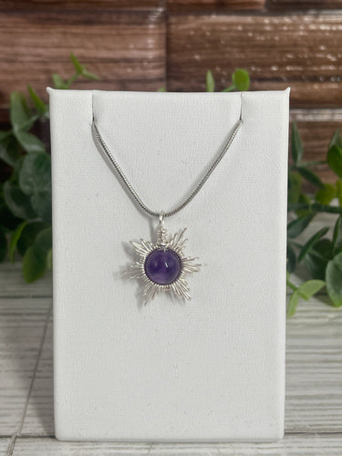 Amethyst Star/Snowflake Wire-Wrapped Pendant