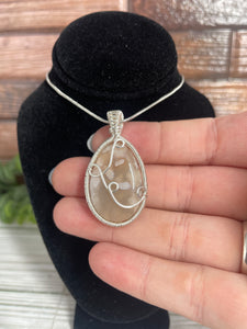 Flower Agate Wire-Wrapped Pendant