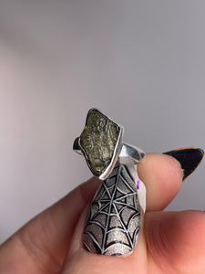 Moldavite SZ 5 Sterling Silver Ring