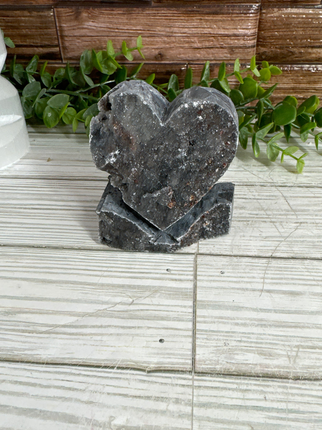 Black Amethyst Standing Heart