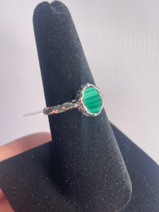 Malachite SZ 7 Hammered Sterling Silver Ring