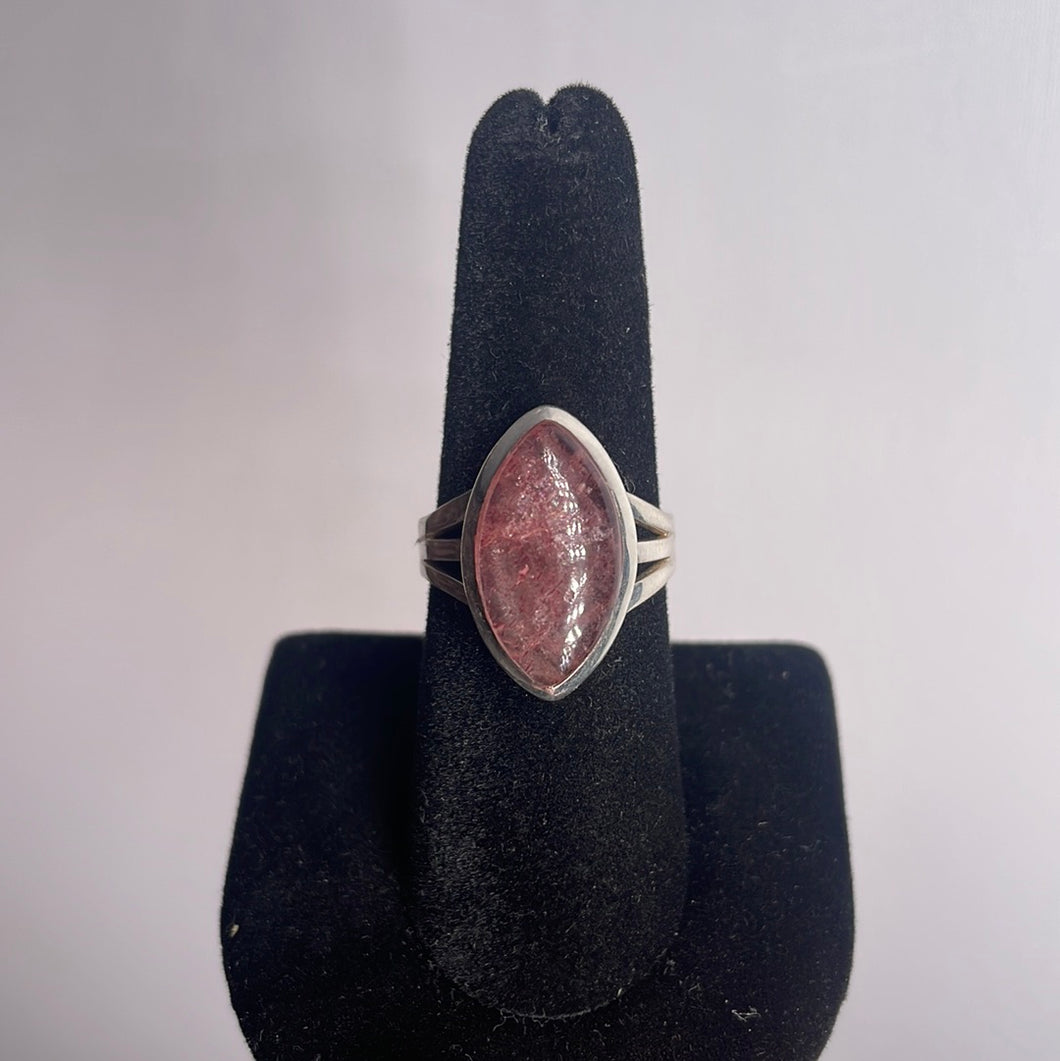 Strawberry Quartz Size 8 Sterling Silver Ring