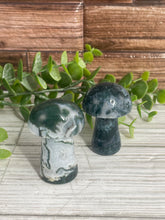 Load image into Gallery viewer, Moss Agate Mushroom Carving