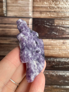 Lepidolite Ghost With Witch Hat Carving