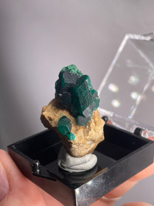 Dioptase With Malachite Small In Gem Box