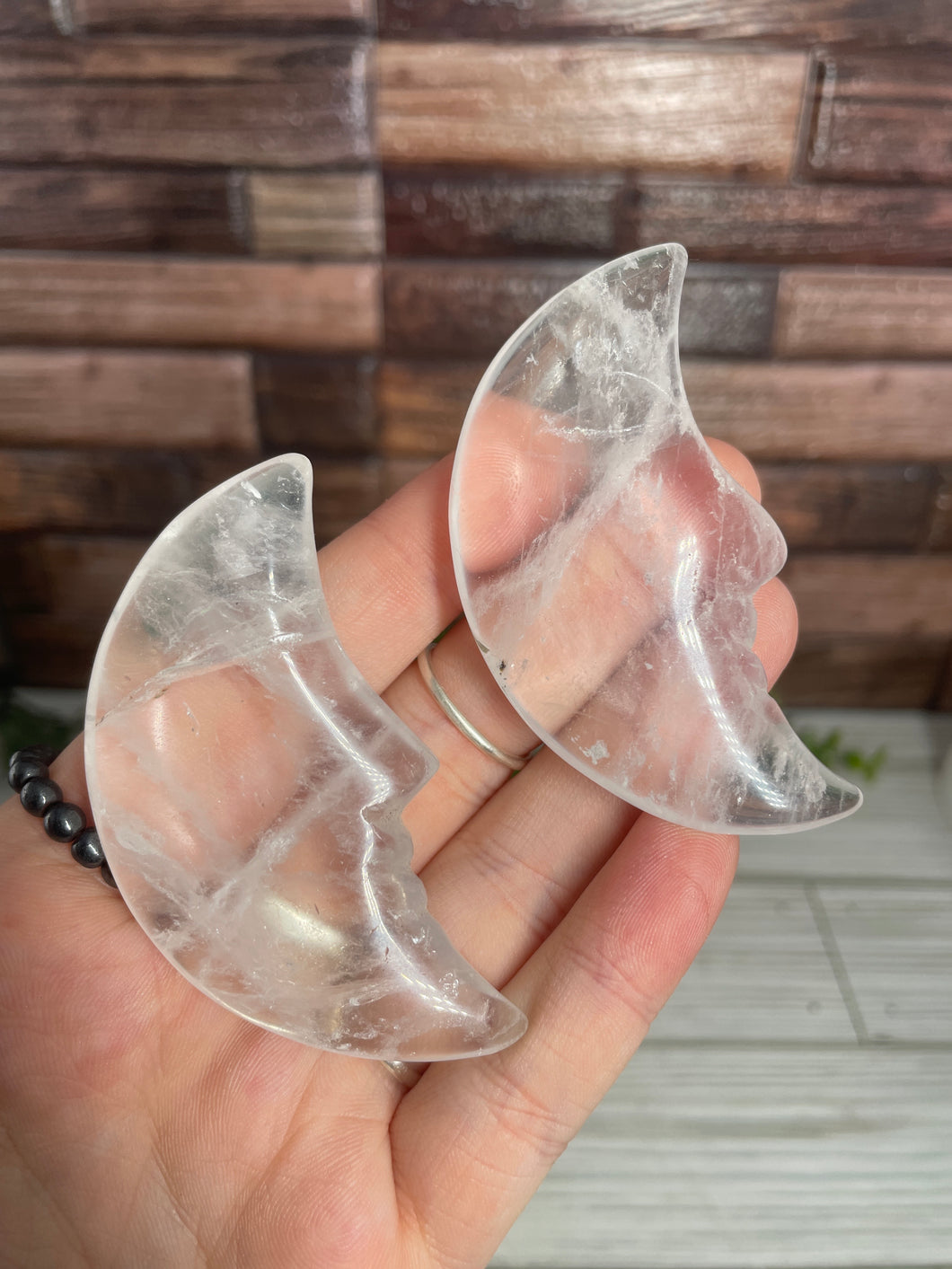 Clear Quartz Moon Carving