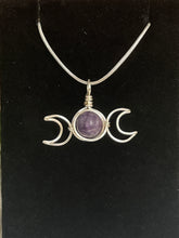 Load image into Gallery viewer, Lepidolite Triple Moon Wire-Wrapped Pendant