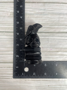 Raven/Skull Obsidian Carving