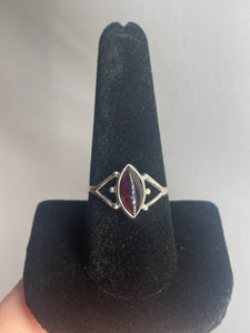 Garnet Size 9 Sterling Silver Ring