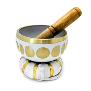 White and Brass Moon Phase Singing Bowl