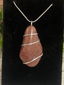 Strawberry Quartz Wire-Wrapped Pendant