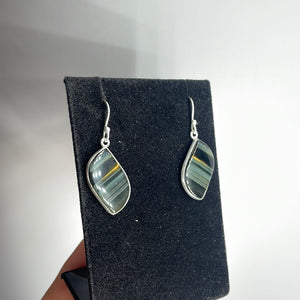 Blue Tiger Eye Sterling Silver Earrings