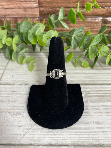 Black Onyx SZ 7 Sterling Silver Ring