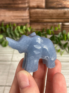 Angelite Elephant Carving