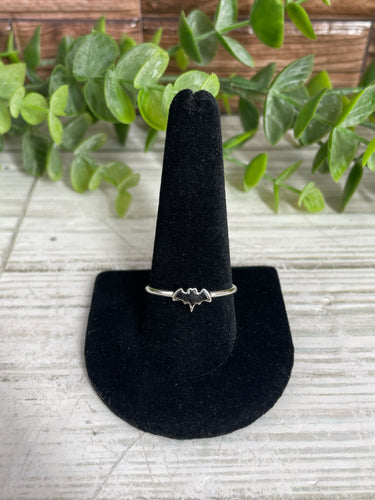 Black Tourmaline SZ 10 Sterling Silver Bat Ring