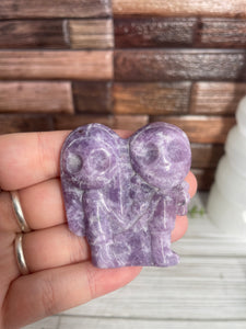 Lepidolite Jack & Sally Carving