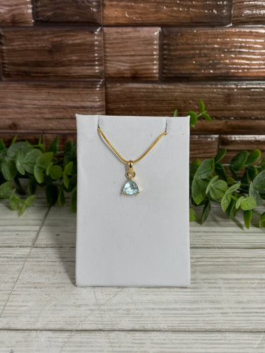 Aquamarine 14k Gold Plated Sterling Silver Pendant