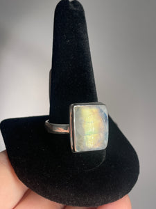 Rainbow Moonstone SZ 13 Sterling Silver Ring