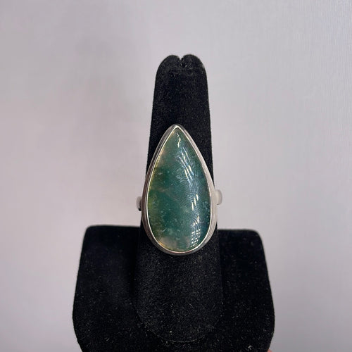 Moss Agate Size 9 Sterling Silver Ring