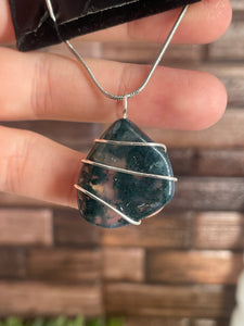 Moss Agate Wire-Wrapped Pendant