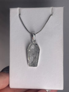 Tourmaline In Quartz Coffin Sterling Silver Pendant