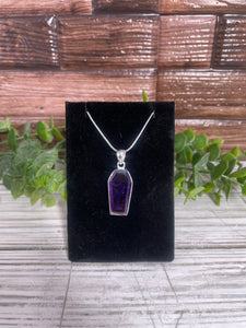 Amethyst Coffin Sterling Silver Pendant