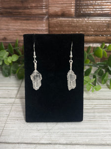 Clear Quartz Wire-Wrapped Earrings