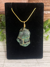 Load image into Gallery viewer, Emerald Wire-Wrapped Pendant