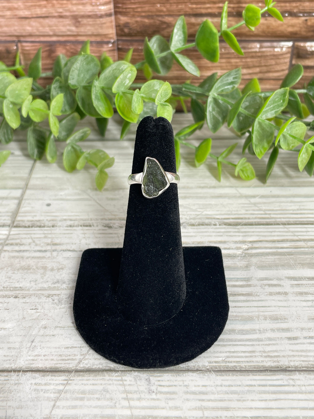 Moldavite SZ 4 Sterling Silver Ring