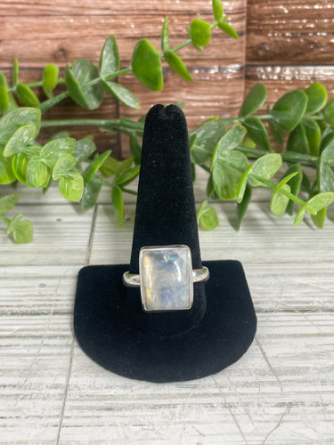 Rainbow Moonstone SZ 13 Sterling Silver Ring