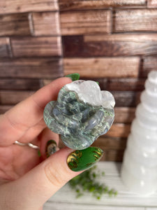 Moss Agate Rose Carving