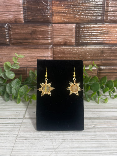 Golden Healer Wire-Wrapped Star/Sun Earrings