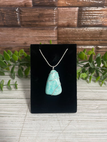 Amazonite Wire-Wrapped Pendant