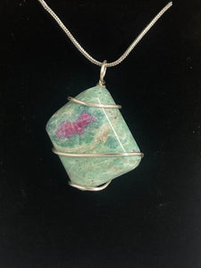 Ruby Fuchsite Wire-Wrapped Pendant