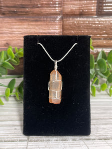 Orange Quartz Wire-Wrapped Pendant