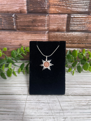 Sunstone Star/Snowflake Wire-Wrapped Pendant