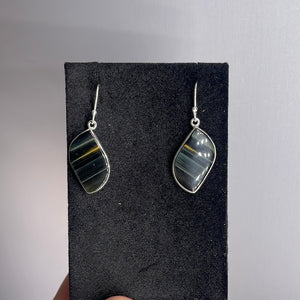 Blue Tiger Eye Sterling Silver Earrings