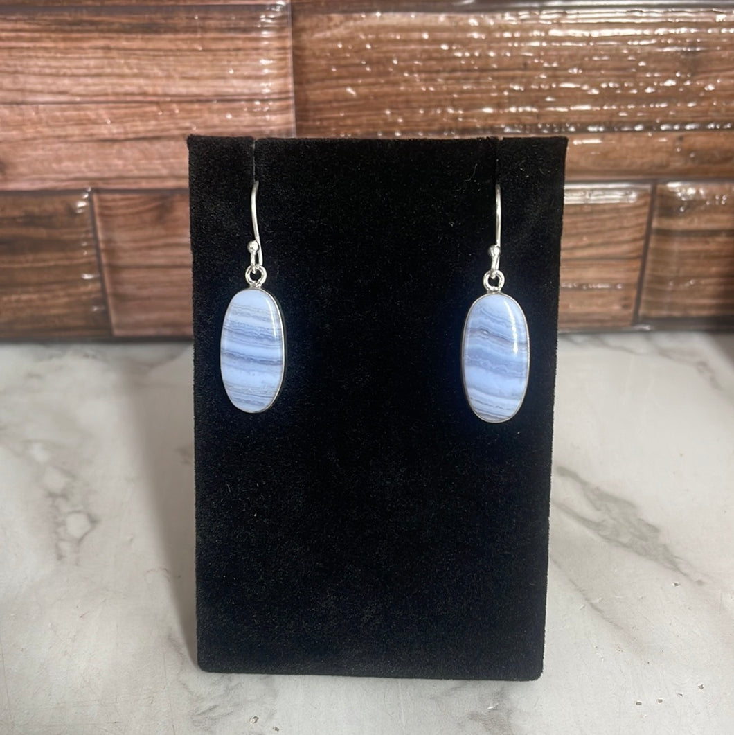 Blue Lace Agate Sterling Silver Earrings