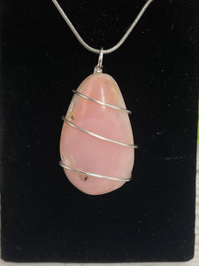 Pink Opal Wire-Wrapped Pendant