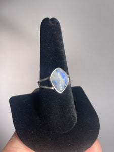 Rainbow Moonstone SZ 8 Sterling Silver Ring