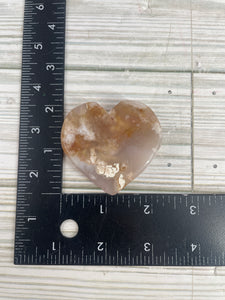 Flower Agate Flat Heart Carving