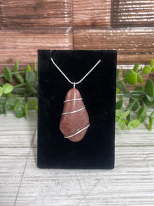 Strawberry Quartz Wire-Wrapped Pendant