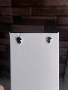 Black Tourmaline Sterling Silver Mushroom Stud Earrings